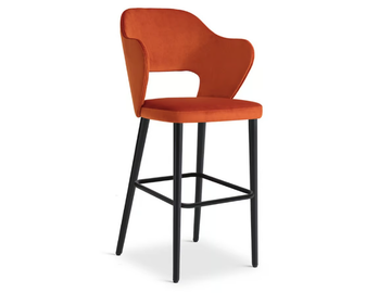 QUINN 688 - High upholstered velvet stool with back by Origins 1971 - view 2